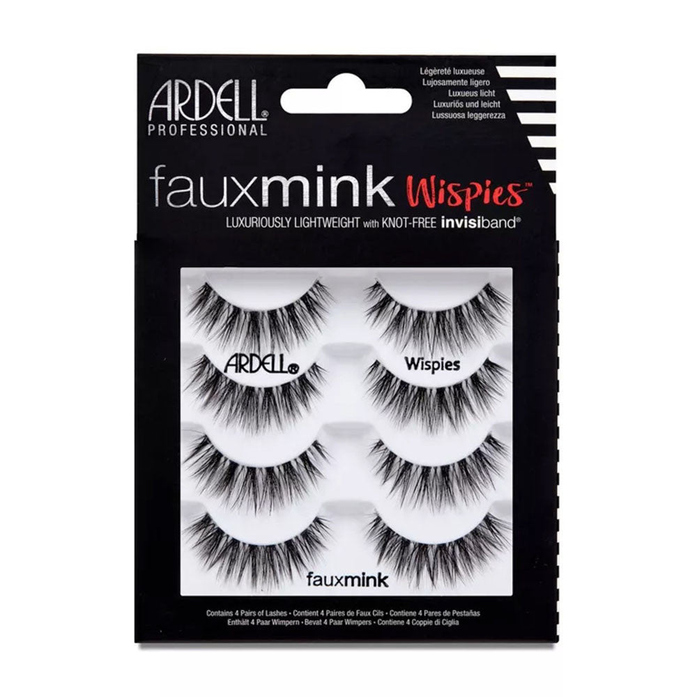 Ardell Faux Mink Wispies False Eyelashes Black, 4 Ea